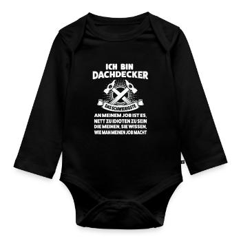 Dachdecker Beruf Dachdeckerei Geschenk - Baby Bio-Langarm-Body - Schwarz - Vorne