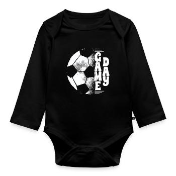 Gameday Father Son American Football Volleyball - Organic Longsleeve Baby Bodysuit - black - Front