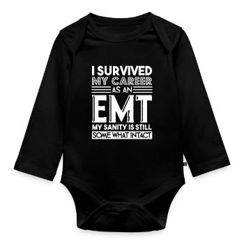 EMT I Survived My Career As An EMT - Organic Longsleeve Baby Bodysuit - black - Front