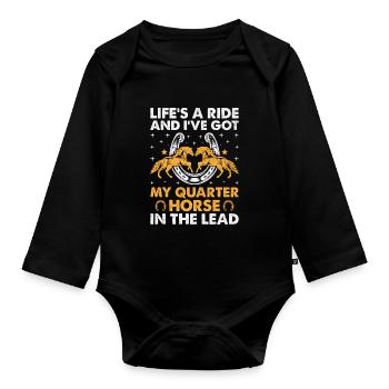 American Quarter Horse Equestrian Horse Lover Hors - Organic Longsleeve Baby Bodysuit - black - Front