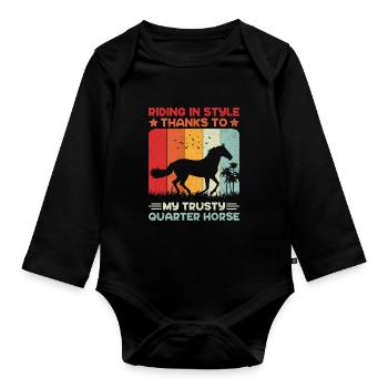 American Quarter Horse Equestrian Horse Lover Hors - Body Bébé bio manches longues - noir - Devant