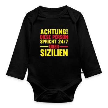 Sizilianer Sizilianisch Sizilien - Baby Bio-Langarm-Body - Schwarz - Vorne