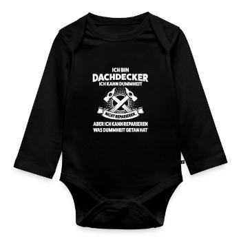 Dachdecker Beruf Dachdecken Geschenk - Baby Bio-Langarm-Body - Schwarz - Vorne