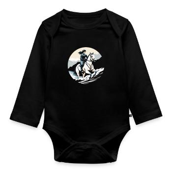 Horse Equestrian Endurance Riding - Organic Longsleeve Baby Bodysuit - black - Front
