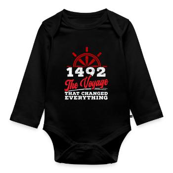 1492: The journey that changed everything - Organic Longsleeve Baby Bodysuit - black - Front