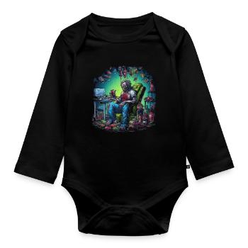 Monster Monster Demon Devil Vampire Guhl Zombie - Body Bébé bio manches longues - noir - Devant