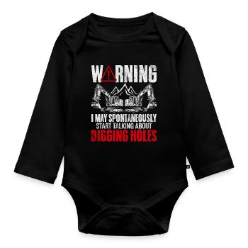 Funny Excavator Driver Heavy Equipment HEO - Organic Longsleeve Baby Bodysuit - black - Front