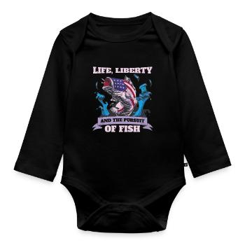 Life, Freedom and the Persecution of Fish - Organic Longsleeve Baby Bodysuit - black - Front