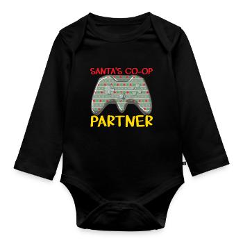 Santa's Co-op Partner Controller Gaming W - Organic Longsleeve Baby Bodysuit - black - Front
