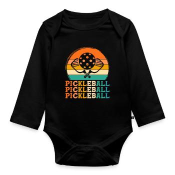 pickleball player retro design pickleball player G - Baby Bio-Langarm-Body - Schwarz - Vorne