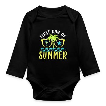 Erster Tag Des Sommers - Baby Bio-Langarm-Body - Schwarz - Vorne