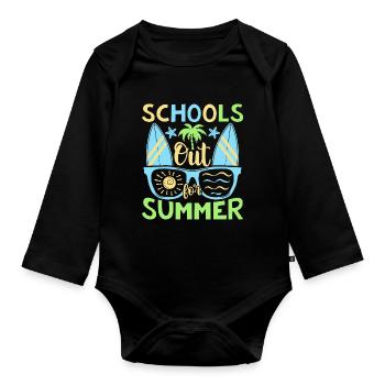 No school in summer - Organic Longsleeve Baby Bodysuit - black - Front