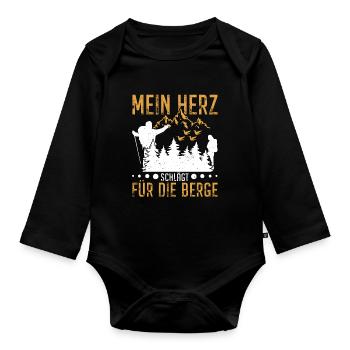 Wandern Berge Wanderausflug Bergen Wanderer Humor - Baby Bio-Langarm-Body - Schwarz - Vorne