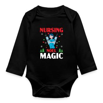 Nursing Noel Magic Medical Patients - Organic Longsleeve Baby Bodysuit - black - Front