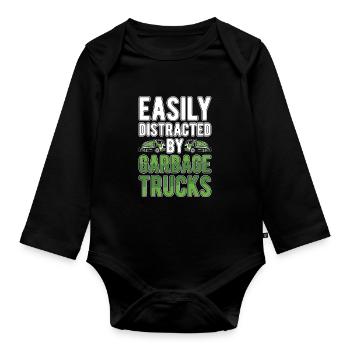 Truck Driver Trucker Truck Driver Funny - Organic Longsleeve Baby Bodysuit - black - Front