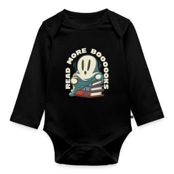 Groovy Lire la suite Livres Ghost Cute Funny - Body Bébé bio manches longues - noir - Devant