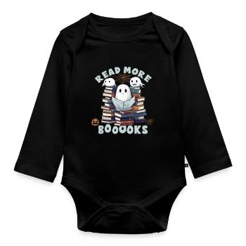 Groovy Lire la suite Livres Ghost Cute Funny - Body Bébé bio manches longues - noir - Devant