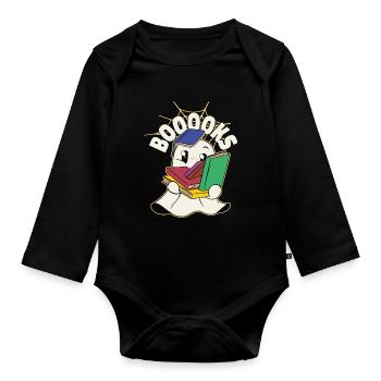 Groovy Lire la suite Livres Ghost Cute Funny - Body Bébé bio manches longues - noir - Devant