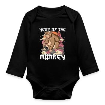 Year of the Monkey Lunar New Year Chinese - Organic Longsleeve Baby Bodysuit - black - Front