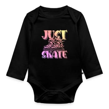 skate skating - Organic Longsleeve Baby Bodysuit - black - Front