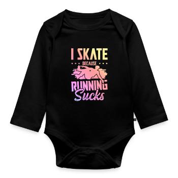 skate skating - Organic Longsleeve Baby Bodysuit - black - Front