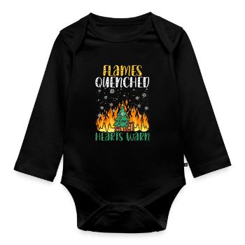 Flames Extinguished Hearts Warm Fire Fighting Wei - Organic Longsleeve Baby Bodysuit - black - Front