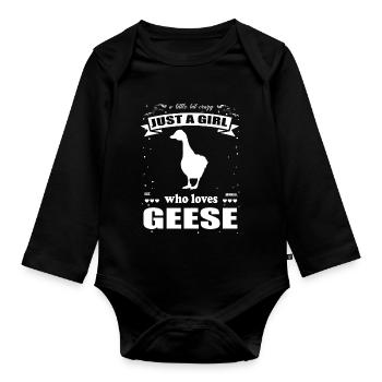 Just a girl who loves Geese, das Gänse Fan Design - Baby Bio-Langarm-Body - Schwarz - Vorne