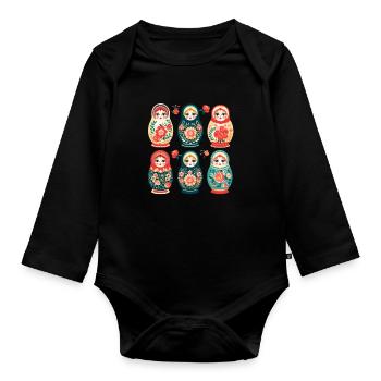 Russian nesting doll - Organic Longsleeve Baby Bodysuit - black - Front