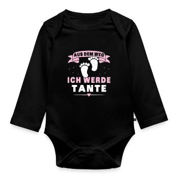 Aus dem Weg ich werde Tante für Schwangerschünen - Baby Bio-Langarm-Body - Schwarz - Vorne