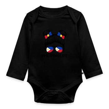 Philippinisch Filipino Philippinisches Geschenk - Baby Bio-Langarm-Body - Schwarz - Vorne