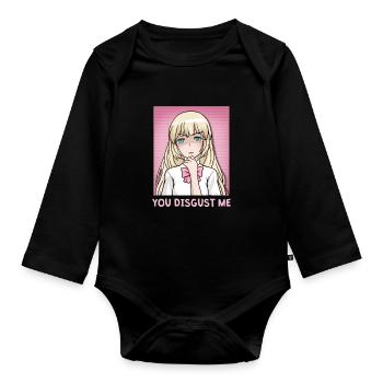 Chibi Anime Girl You Disgust Me - Organic Longsleeve Baby Bodysuit - black - Front