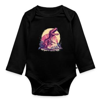 Dinosaurier Dino Fossil Carnivor Herbivor T-Rex - Baby Bio-Langarm-Body - Schwarz - Vorne