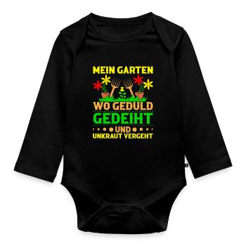 Gärtnerei Gartenliebhaber Schrebergarten Blumen - Baby Bio-Langarm-Body - Schwarz - Vorne