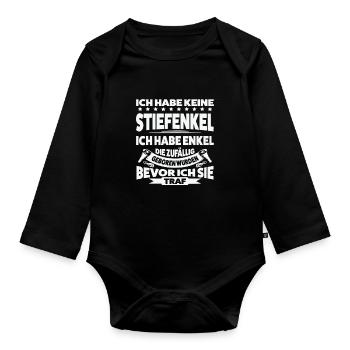 Stiefopa Familie Stiefgroßvater Geschenk - Baby Bio-Langarm-Body - Schwarz - Vorne