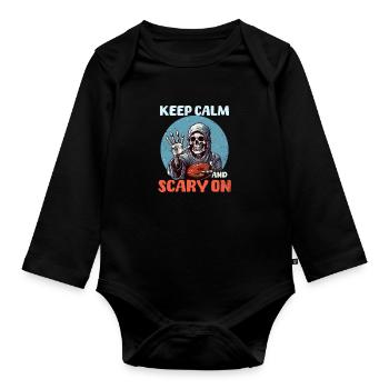 Football Halloween Restez calme et effrayant - Body Bébé bio manches longues - noir - Devant