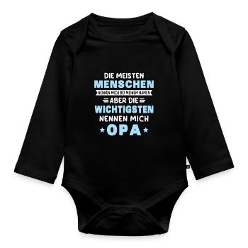Die aller wichtigsten nennen mich opa - Baby Bio-Langarm-Body - Schwarz - Vorne
