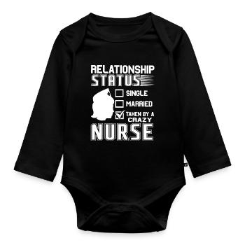 Nurse Nurse Relationship Status - Organic Longsleeve Baby Bodysuit - black - Front