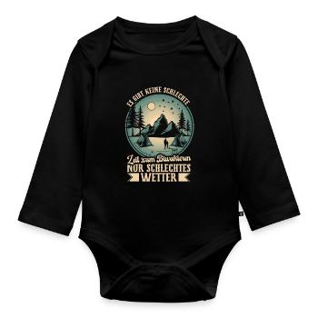 Biwak Zelten Campingkocher Biwakieren - Baby Bio-Langarm-Body - Schwarz - Vorne