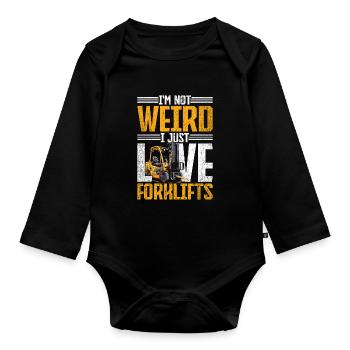 Forklift Driver Forklift Driver Love Forklifts - Organic Longsleeve Baby Bodysuit - black - Front
