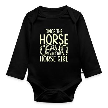 Une fois la fille de cheval, toujours la fille de cheval - Body Bébé bio manches longues - noir - Devant