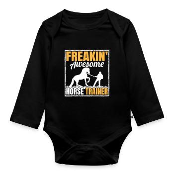 Ingenious horse trainer - Organic Longsleeve Baby Bodysuit - black - Front