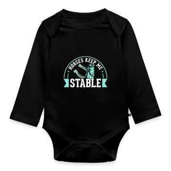Horses keep me on my toes - Organic Longsleeve Baby Bodysuit - black - Front