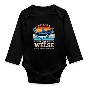 Wels Angeln Norwegen Angelköder Fischerboot - Baby Bio-Langarm-Body - Schwarz - Vorne