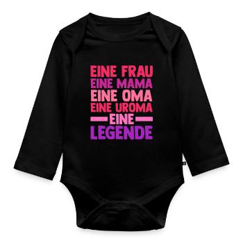 Mutter Mama Oma Uroma - Baby Bio-Langarm-Body - Schwarz - Vorne