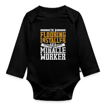 Floor layers, tilers, screed layers - Organic Longsleeve Baby Bodysuit - black - Front