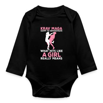 Arts martiaux de Krav Maga - Body Bébé bio manches longues - noir - Devant