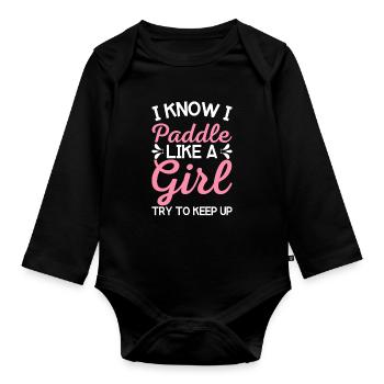 Filles Kayak Kayak Pagayer Amoureux - Body Bébé bio manches longues - noir - Devant
