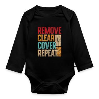 Floor Layer Tile Layer Remove Clear Cover Repeat - Organic Longsleeve Baby Bodysuit - black - Front