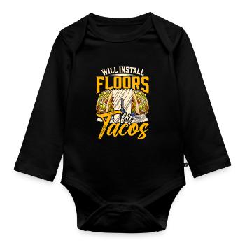 Floor layers, tilers, screed layers - Organic Longsleeve Baby Bodysuit - black - Front