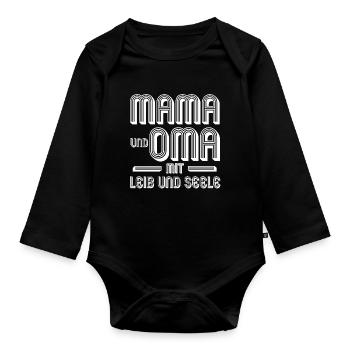 Mama Und Oma Mit Leib Und Seele - Baby Bio-Langarm-Body - Schwarz - Vorne